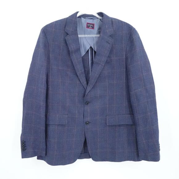 UNTUCKit Jacket Mens 44 Blue Plaid Wool Two Button Blazer Sport Coat Business - Picture 1 of 16